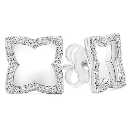Round Cut Diamond Stud Earrings 14K White Gold  - #RDE3880