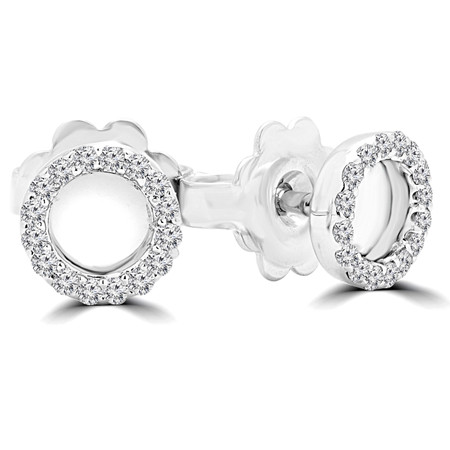 Round Cut Diamond Stud Earrings 14K White Gold  - #RDE4202