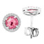 Round Cut Pink Tourmaline Stud Earrings 14K White Gold  - #RDE4268