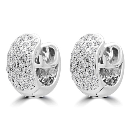 Round Cut Diamond Huggie Earrings 14K White Gold  - #RDE4617