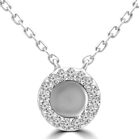Round Cut Diamond Pendant 14K White Gold  With Chain - #RDP3405