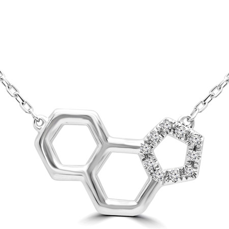 Round Cut Diamond Pendant 14K White Gold  With Chain - #RDP4690