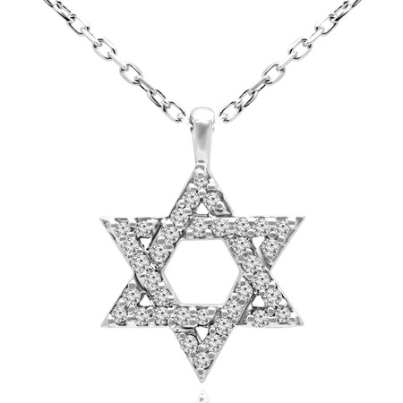 Round Cut Diamond Pendant 14K White Gold  With Chain - #RDP4888