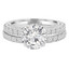 Round Cut Diamond Multi-Stone 4-Prong Engagement Ring and Wedding Band Bridal Set with Round Diamond Accents in White Gold - #ELIAS-SET-W