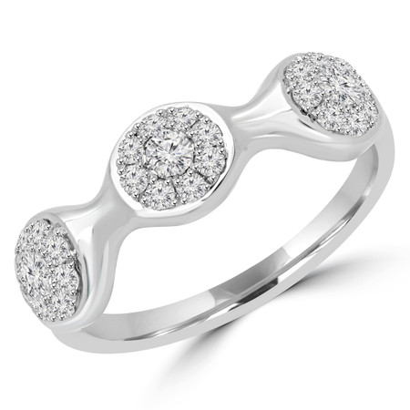Round Cut Diamond Multi-Stone Cluster Shared-Prong Cocktail Ring in White Gold - #12217-W