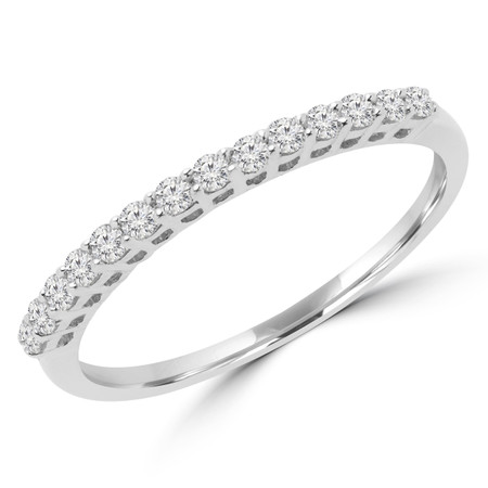 Round Cut Diamond Multi-Stone Semi-Eternity Wedding Band Ring in White Gold - #12477-W