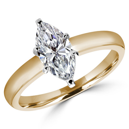 Marquise Cut Diamond Solitaire 6-Prong Engagement Ring in Yellow Gold - #1504L-Y-MQ
