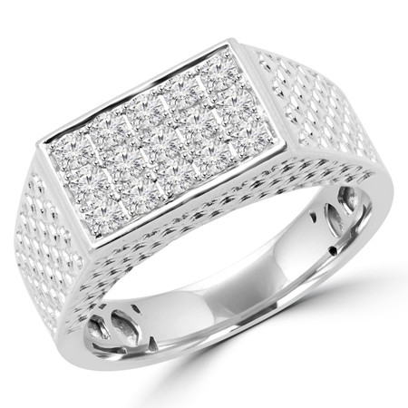 Round Cut Diamond Multi-Stone Cluster Shared-Prong Cocktail Ring in White Gold - #8735-1-W