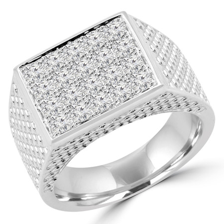 Round Cut Diamond Multi-Stone Cluster Shared-Prong Cocktail Ring in White Gold - #8735-2-W