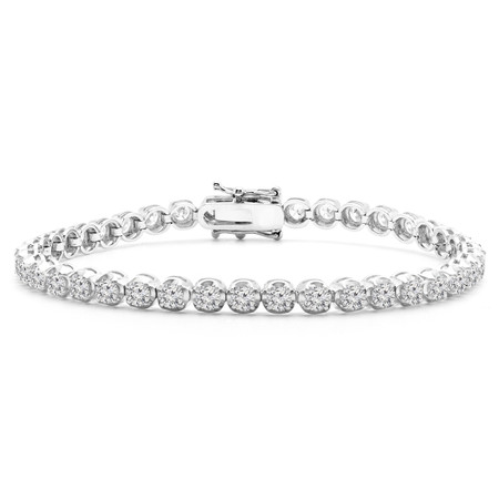Round Cut Diamond Fashion Tennis Bracelet in White Gold - #BRACE-A1246-W