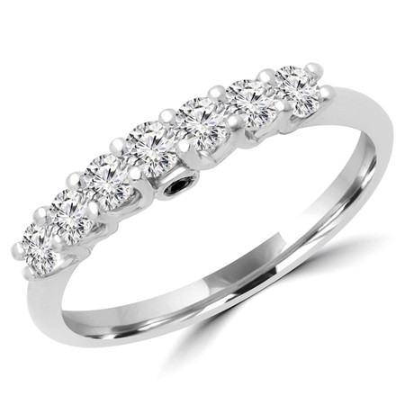 Round Cut Diamond Multi-Stone 4-Prong Wedding Band Ring in White Gold - #DANIEL-W