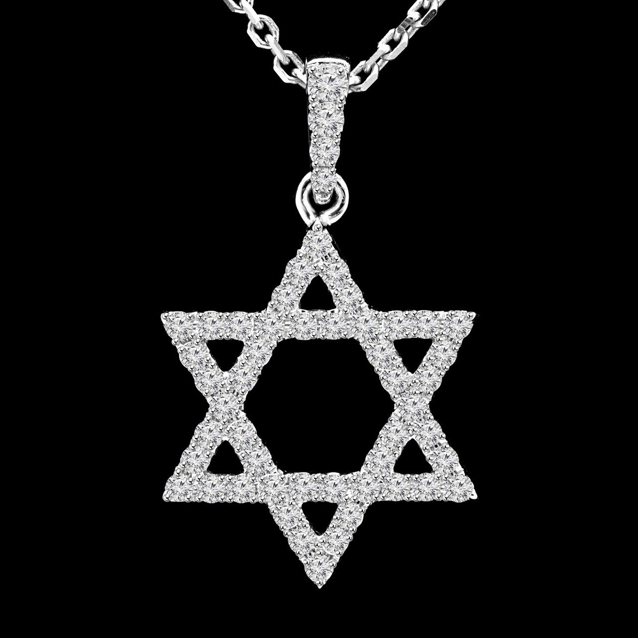 Round Cut Diamond Star of David Pendant 