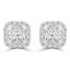 Princess Cut Diamond Multi-Stone 4-Prong Halo Stud Earrings with Round White Diamond Accents in White Gold - #E8902-PRINCESS-W
