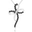 Round Cut Diamond Cross Infinity Pendant Necklace with Chain in White Gold - #GISELE-BLK-W