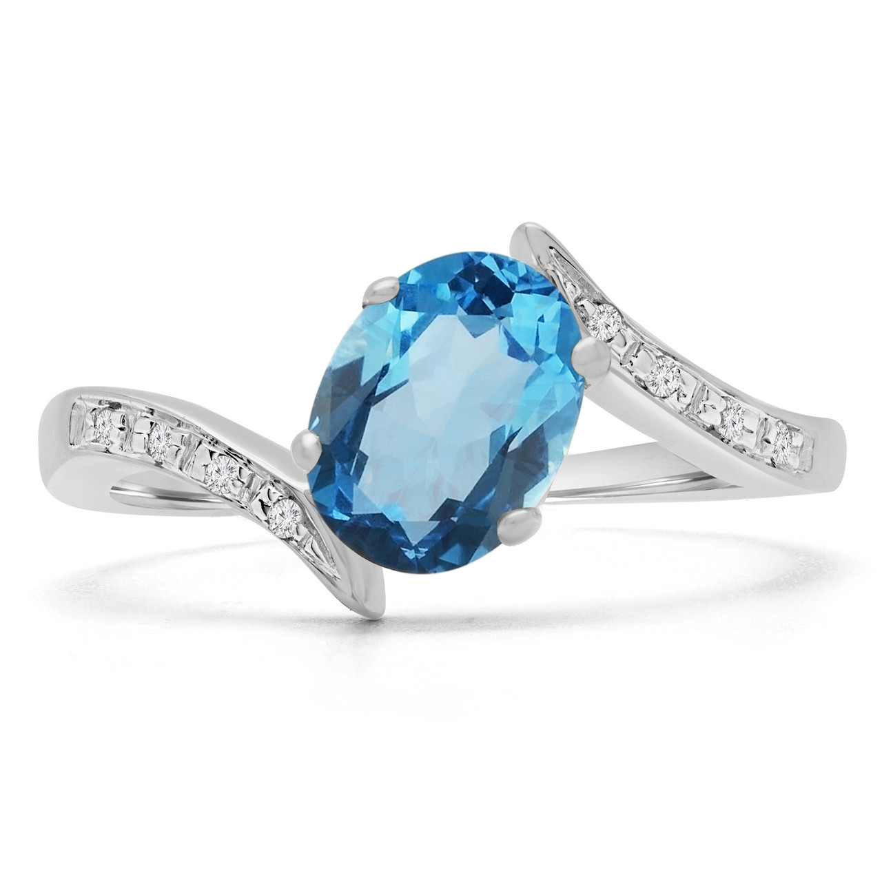 Oval Cut Blue Topaz Multi-Stone 4-Prong Engagement Bypass ...