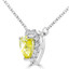 Heart Cut Yellow Diamond Multi-Stone Pendant Necklace with Round White Diamond Accents with Chain in White Gold - #HALOHEART-YELLOW-W