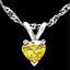 Heart Cut Yellow Diamond Solitaire Pendant Necklace with Chain in White Gold - #H750-HEART-YELLOW-W