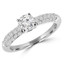 Round Cut Diamond Multi-Stone 4-Prong Engagement Ring with Round Diamond Pave Accents in White Gold - #HDR10070-W