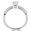 Round Cut Diamond Multi-Stone 4-Prong Engagement Ring with Round Diamond Pave Accents in White Gold - #HDR10070-W