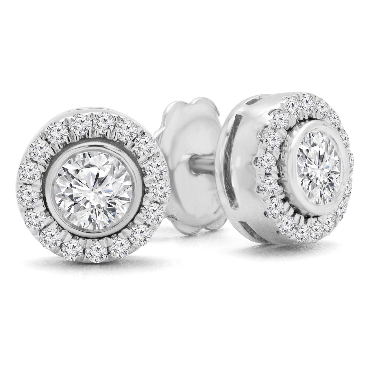 Diamond Round Cluster Stud Earrings (14K) – Popular J