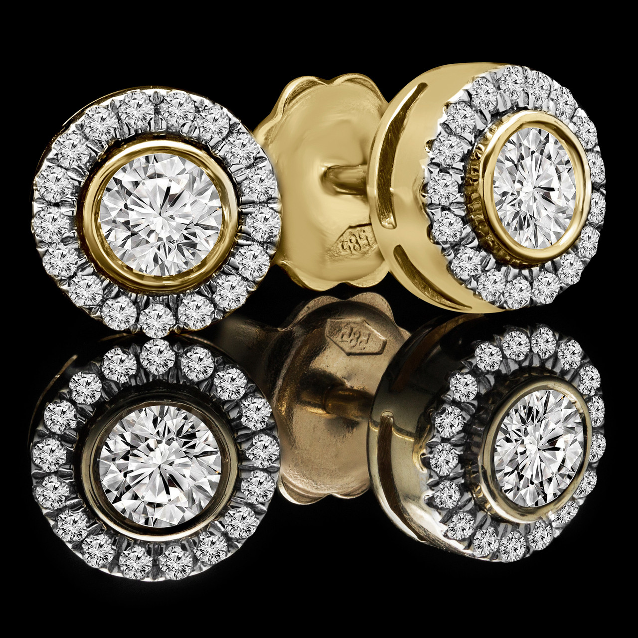 Citrine 8mm Round Stud earrings - 14K White Gold |JewelsForMe