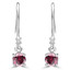 Round Cut Pink Tourmaline Multi-Stone 4-Prong Drop Dangle Earrings with Round Diamond Accent in White Gold - #HE4894-PINK-TOURMALINE-W