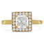 Radiant Cut Diamond Multi-Stone 4-Prong Halo Engagement Ring with Round Diamond Accents in Yellow Gold - #HR10069-RAD-Y