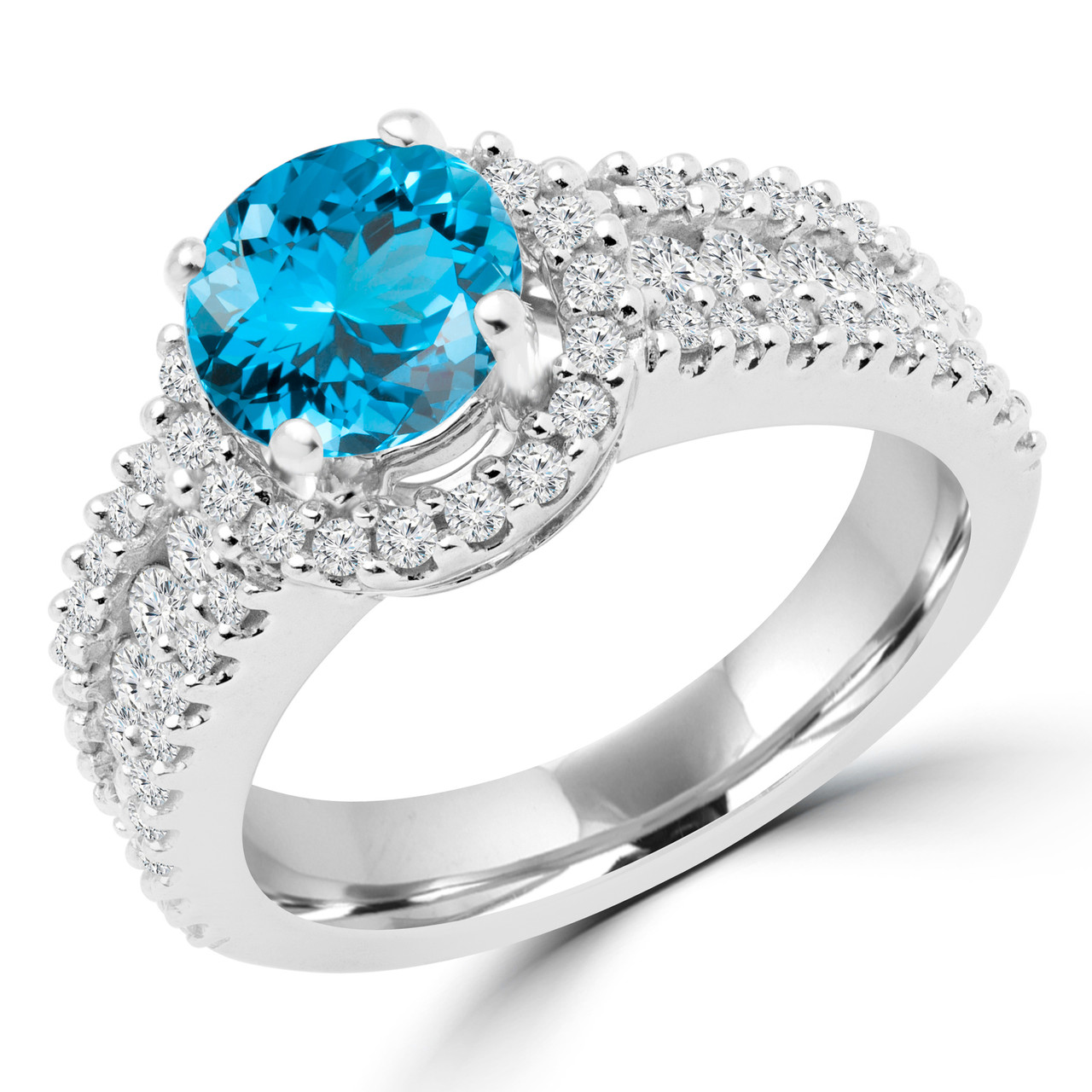 Diamond Halo 8x10mm London Blue Topaz Engagement Ring Emerald Cut 4mm  Diamond Band