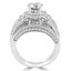 Round Cut Diamond Multi-Stone 4-Prong Vintage Halo Engagement Ring & Wedding Band Bridal Set with Round White Diamond Accents in White Gold - #HR6216-A-B-W