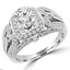 Round Cut Diamond Multi-Stone 4-Prong Vintage Halo Engagement Ring with Round White Diamond Accents in White Gold - #HR6216-A-W