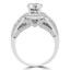 Round Cut Diamond Multi-Stone 4-Prong Vintage Halo Engagement Ring with Round White Diamond Accents in White Gold - #HR6216-A-W