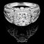 Round Cut Diamond Multi-Stone 4-Prong Vintage Halo Engagement Ring with Round White Diamond Accents in White Gold - #HR6216-A-W