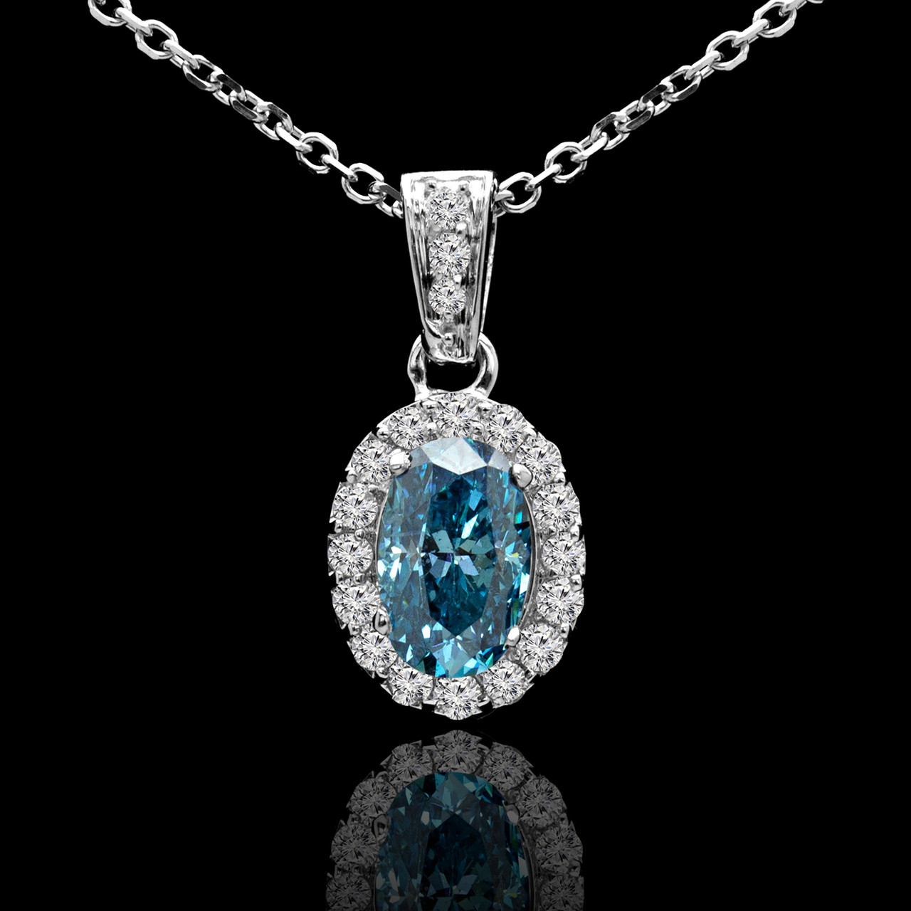 Blue Diamond, Diamond Cocktail Pendant in Rhodium and Platinum Over  Sterling-1ct 海外 即決 - スキル、知識