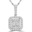 Round Cut Diamond Multi-Stone Halo Pendant Necklace With Chain in White Gold - #MAJESTY-P11-W