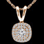 Round Cut Diamond Multi-Stone Double Halo Pendant Necklace With Chain in Rose Gold - #MAJESTY-P12-R