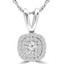 Round Cut Diamond Multi-Stone Double Halo Pendant Necklace With Chain in White Gold - #MAJESTY-P12-W