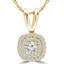 Round Cut Diamond Multi-Stone Double Halo Pendant Necklace With Chain in Yellow Gold - #MAJESTY-P12-Y