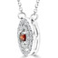 Round Cut Red Diamond Multi-Stone Double Halo Pendant Necklace With Chain in White Gold - #MAJESTY-P14-RED-W
