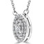 Round Cut Diamond Multi-Stone Double Halo Pendant Necklace With Chain in White Gold - #MAJESTY-P14-W