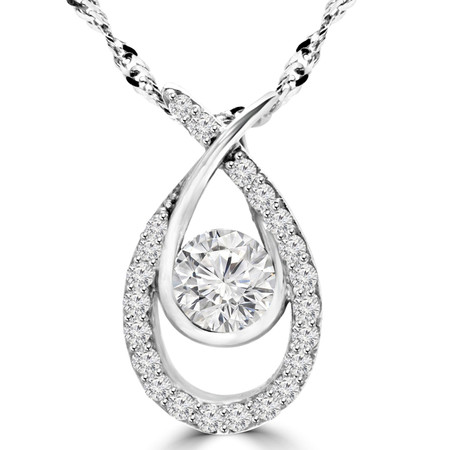 Round Cut Diamond Multi-Stone Infinity Pendant Necklace With Chain in White Gold - #MAJESTY-P15-W