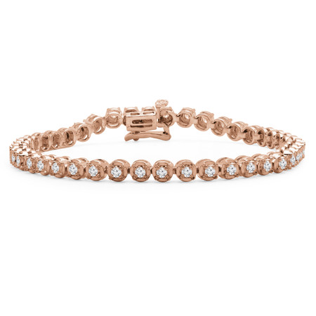 Round Cut Diamond Fashion Tennis Bracelet in Rose Gold - #MIR-B70-R