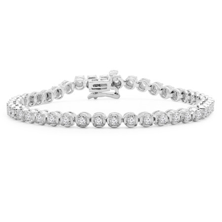 Round Cut Diamond Fashion Tennis Bracelet in White Gold - #MIR-B70-W
