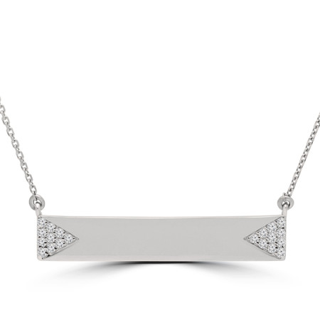 Nameplate Pendant Necklace with Chain in White Gold - #NAMEPLATE-W
