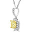 Cushion Cut Yellow Diamond Multi-Stone Halo Pendant Necklace With Chain in White Gold - #P-8440-CU-YELLOW-W