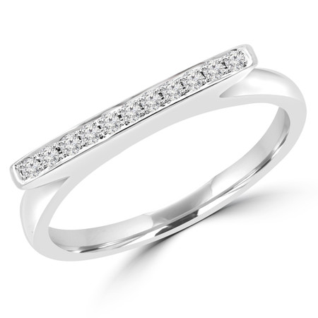 Round Cut Diamond Multi-Stone Shared-Prong Wedding Band Ring in White Gold - #R1347-W