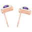 Cushion Cut Purple Amethyst Multi-Stone 4-Prong Halo Stud Earrings with Round White Diamond Accents in Rose Gold - #SKE15602-CUSHION-PURPLE-AMETHYST-R