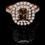 Radiant Cut Champagen Diamond Multi-Stone 4-Prong Vintage Double Halo Engagement Ring with Round Diamond Accents in Rose Gold - #SOLESTE-RAD-CHM-R