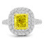 Radiant Cut Yellow Diamond Multi-Stone 4-Prong Vintage Double Halo Engagement Ring with Round Diamond Accents in White Gold - #SOLESTE-RAD-YEL-W