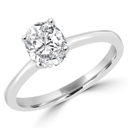 Oval Cut Diamond Solitaire 4-Prong Engagement Ring in White Gold - #SOV2504-OV-W