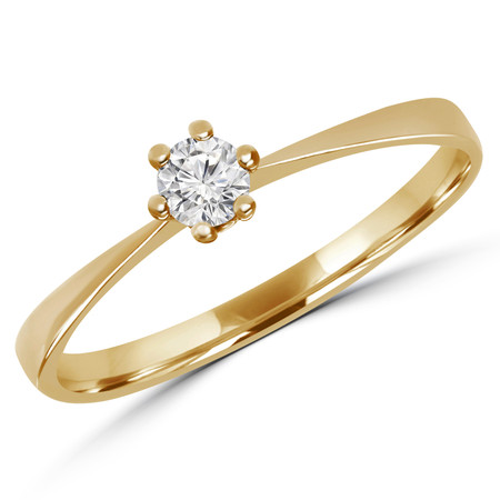 Round Cut Diamond Solitaire 6-Prong Engagement Ring in Yellow Gold - #SRD2181-Y
